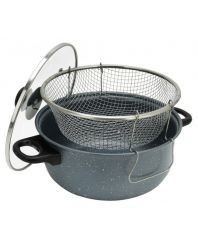 Cratita non-stick+sita+capac sticla de prajit cartofi Cratita non-stick+sita+capac sticla de prajit cartofi