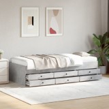 VidaXL Pat de zi cu sertare fără saltea, gri beton, 75x190 cm