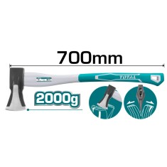 Topor pentru despicat TOTAL cu coada din fibra de sticla - 2000g