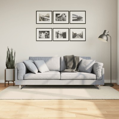 Covor ISTAN, cu fire &amp;icirc;nalte, aspect lucios, crem, 100x200 cm foto