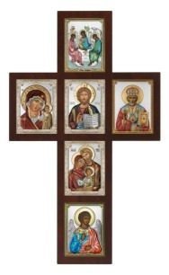 Crucifix Iisus 52 x 31 cm argint color foto