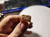 Inel vintage argint danez placat cu aur de 18 kt si cu zirconii colorate