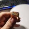 Inel vintage argint danez placat cu aur de 18 kt si cu zirconii colorate