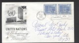 UN New York 1960 15 years UNO Mi.90 x 2 FDC UN.195