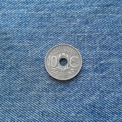 10 Centimes 1937 Franta foto