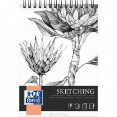 Bloc De Desen Cu Spirala, Oxford Sketching, A4, 50 File - 120g/mp, Coperta Carton - Design Flori