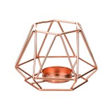 Suport Lumanare din metal, Triunghiuri, Auriu Rose, 11x11x8 cm, ATU-081045, Oem