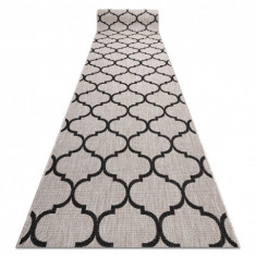 Traversa sisal Floorlux model 20608 marocani trellis argintiu si negru, 100 cm