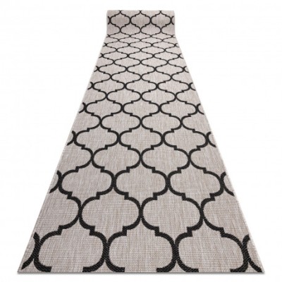 Traversa sisal Floorlux model 20608 marocani trellis argintiu si negru, 120 cm foto
