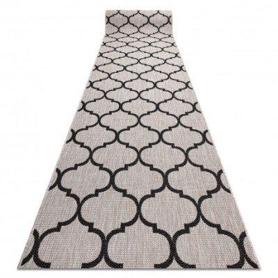 Traversa sisal Floorlux model 20608 marocani trellis argintiu si negru, 80 cm foto