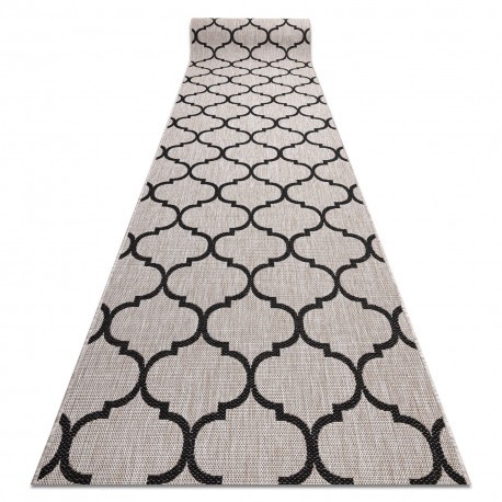 Traversa sisal Floorlux model 20608 marocani trellis argintiu si negru, 120 cm