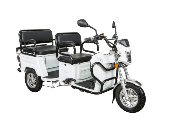 Triciclu electric Z-Tech ZT-31-A cu 2 locuri, motor 1500W, 72V 20Ah, autonomie max 60km, nu necesita permis de conducere - Alb