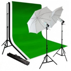 Kit studio foto,lumini,2 umbrele,suport fundal reglabil 2x2m + 3 panze fundal multicolore