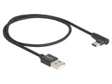 Cablu USB 2.0 DELOCK 0,5m USB A la USB C 90&deg; st&acirc;nga/dreapta 80029