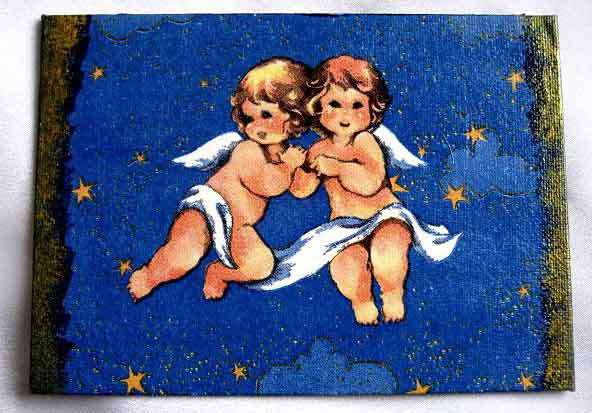 tablou pe panza cu doi ingeri pe un cer instelat, 18101