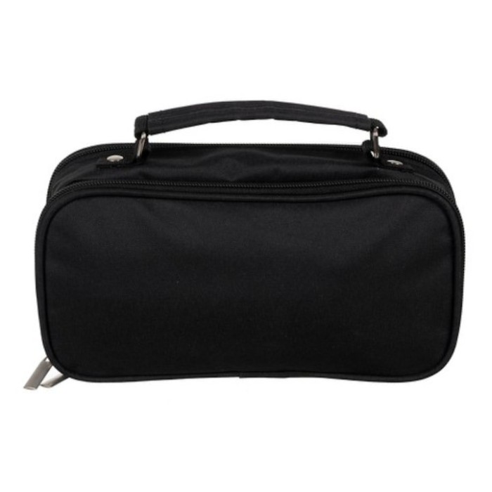 Penar pentru scoala cu 2 compartimente, 23x7.5x11.5 cm - Negru