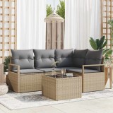 Cumpara ieftin Set de grădină , 5 piese cu perne, din rattan sintetic negru
