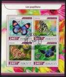 Cumpara ieftin Timbre Djibouti 2017, Fluturi, Set Complet: Colita + Bloc, Tematica Insecte, Colectie Timbre Straine Dupa 1950