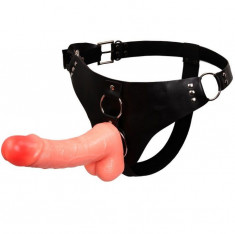Strap-On Cu Ham Reglabil Si Dildo, Natural, 18 cm