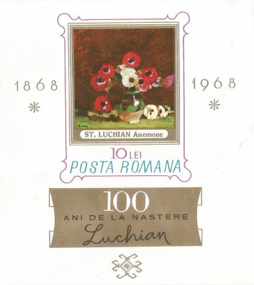 Romania, LP 670/1968, Centenarul nasterii pictorului Stefan Luchian, colita nedantelata, MNH foto