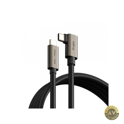 Cablu Date si Incarcare USB-C - USB-C Ringke 2X2 Angled 240W 2m Negru foto