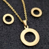 Cumpara ieftin set inox cerc cercei si colier cu pandant