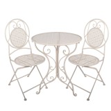 Cumpara ieftin Set mobilier gradina masa 2 scaune fier alb &Oslash; 60x74 / 50x40x92 cm (2)