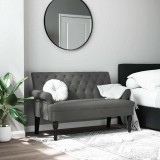 VidaXL Bancă cu spătar, gri &icirc;nchis, 120x62x75,5 cm, material textil