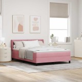 vidaXL Pat cu Saltea cu Arcuri Negru 100x200 cm Catifea cu saltea Roz