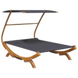 Cumpara ieftin Pat de exterior cu baldachin antracit 165x203x138 cm lemn masiv