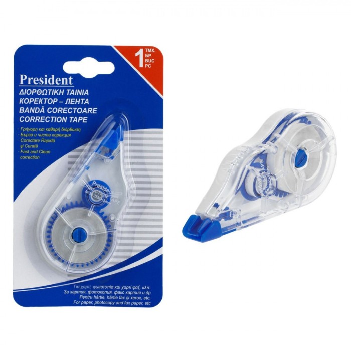 Bandă Corectoare President, Maxi, Transparent, Lungime 25m, Lățime 5mm