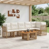 Cumpara ieftin Set de canapele pentru gradina 7 buc. Alb Natural si Crem