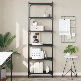 vidaXL Bibliotecă cu 6 niveluri, negru, 60x30x188 cm, lemn prelucrat 837662