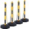 Set 4 stalpi delimitare, Inaltime reglabila, cu lant, Vevor Galben/Negru, Lungime lant 2.5x4 m, Inaltime 86 cm