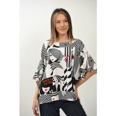 BLUZA CU MANECA SCURTA OVERSIZE MALIKA MULTICOLORA TALIE UNICA Multicolora