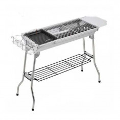 Gratar pe lemne, 73 x 33,5 x 70 cm, inox, Argintiu