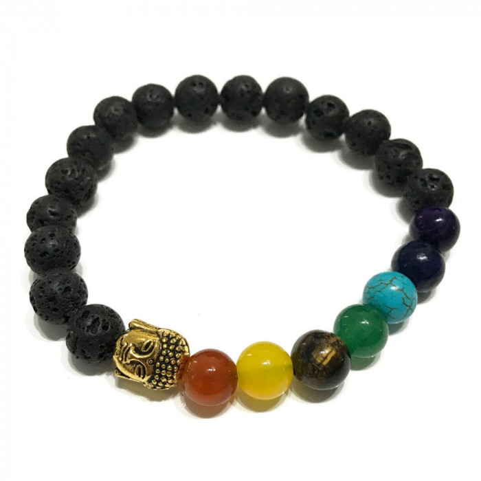 Bratara Piatra Lava &ndash; Chakra/Buddha Unisex