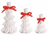 Cumpara ieftin Set 3 sfesnice Craciun portelan alb 12,5x8,5x21,5 H, 10 x 7 x 17 H, 9,5 x 5,5 x 13,5 H