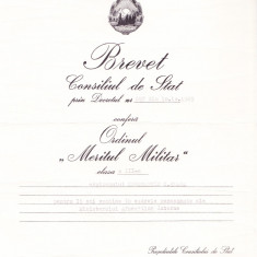 AMS# - BREVET ORDINUL MERITUL MILITAR CL. III, 1969