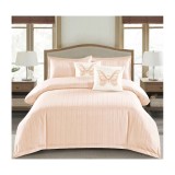 Cumpara ieftin Lenjerie de Pat Dublu Cu Elastic - 100% Bumbac Damasc 6 Piese- CORAL DESCHIS - CPL35