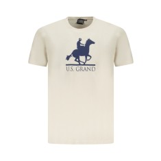 U.S. Grand POLO Tricou barbati cu imprimeu, cu decolteu la baza gatului, bej, S