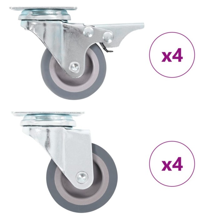 Gossi roti pivotante, 8 buc., 50 mm