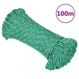 VidaXL Fr&acirc;nghie de barcă, verde, 4 mm, 100 m, polipropilenă