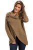 BL1002-14 Pulover tricotat cu aspect petrecut si guler lat, M, M/L, XL