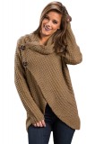 BL1002-14 Pulover tricotat cu aspect petrecut si guler lat, M, M/L, XL