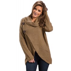 BL1002-14 Pulover tricotat cu aspect petrecut si guler lat