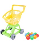 Carucior de Cumparaturi Jucarie cu 12 Bile Colorate, Plastic Non-Toxic, 31x31x47 cm, Peste 2 Ani, Fabricat in Ucraina