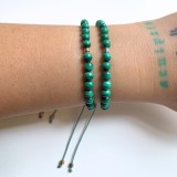 Bratara reglabila malachit natural cu accesorii metalice din otel inoxidabil auriu argintiu