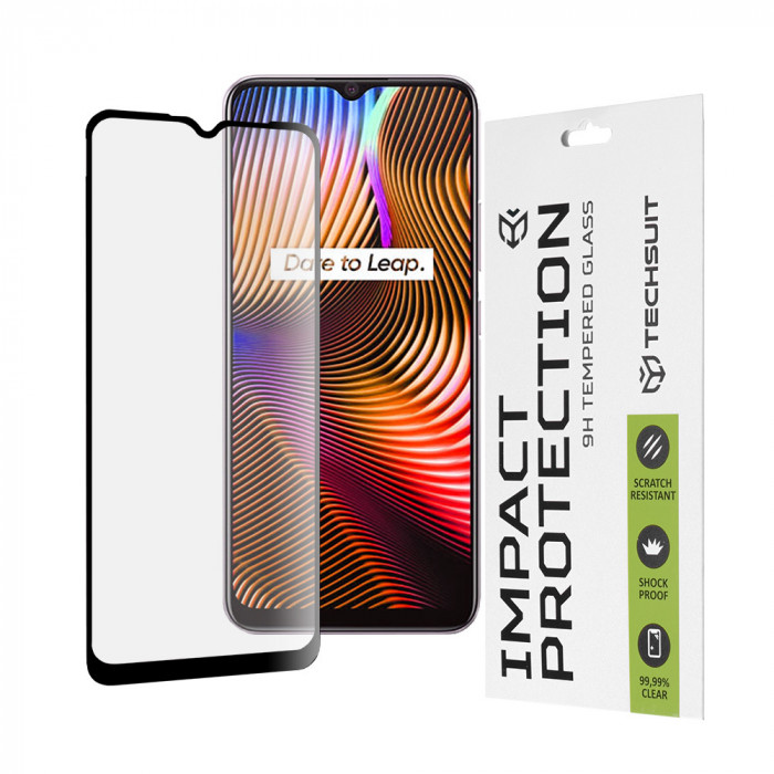 Folie pentru Realme 7i (Global) / C11 / C11 (2021) / C15 / C21 / C21Y / C25s / C25Y / Narzo 30A, Techsuit 111D Full Cover / Full Glue Glass, Black