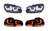 Faruri Chrome si Stopuri Full LED VW Golf 6 VI (2008-up) R20 U Design cu Semnal LED Dinamic Performance AutoTuning, KITT